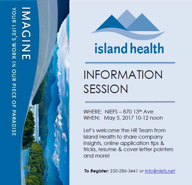 Info Session Island Health May 5 NIEFS North Island Employment